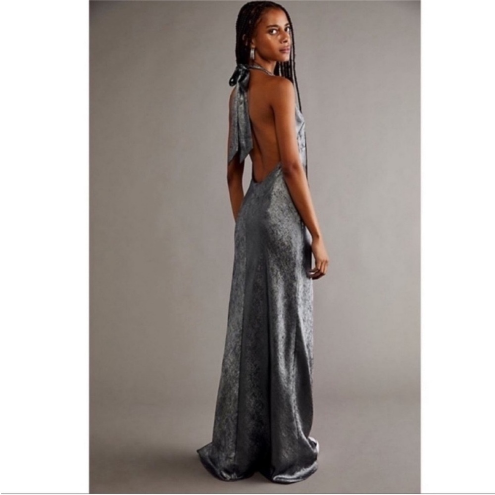 Free People Ella Dress size‎ 2 dark Gray silver Halter Dress - Picture 3 of 15